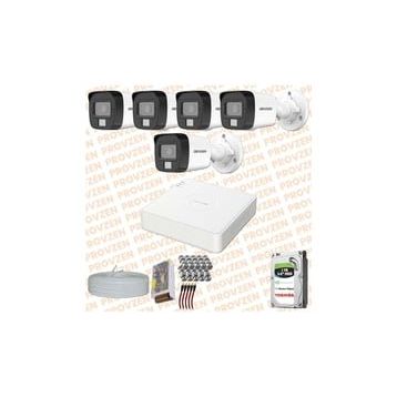 Provzen Hikvision 5 Kameralı Colorvu Hibrit Güvenlik Kamerası