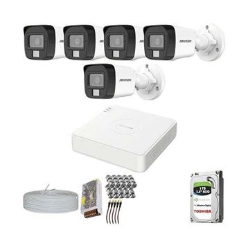 Provzen Hikvision 5 Kameralı Colorvu Hibrit Güvenlik Kamerası