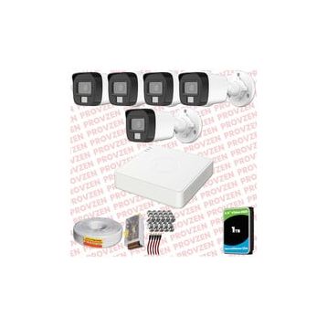 Provzen Hikvision 5 Kameralı Colorvu Hibrit Güvenlik Kamerası