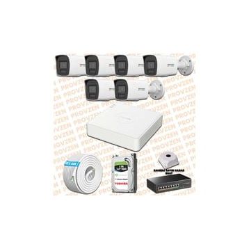 Provzen Hikvision 6 IP Kameralı Colorvu Hibrit Güvenlik Kamerası