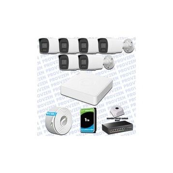 Provzen Hikvision 6 IP Kameralı Colorvu Hibrit Güvenlik Kamerası