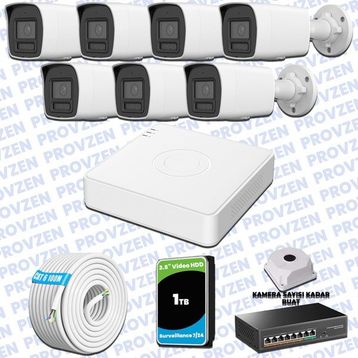 Provzen Hikvision 7 IP Kameralı Colorvu Hibrit Güvenlik Kamerası