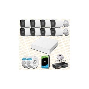 Provzen Hikvision 8 IP Kameralı Colorvu Hibrit Güvenlik Kamerası