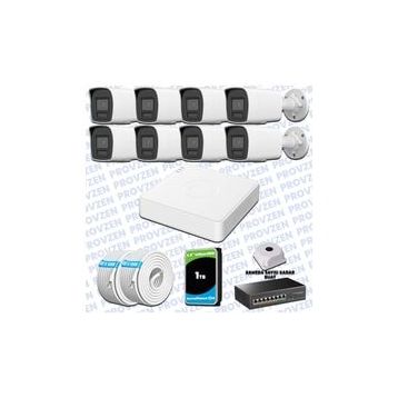 Provzen Hikvision 8 IP Kameralı Colorvu Hibrit Güvenlik Kamerası