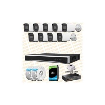 Provzen Hikvision 9 IP Kameralı Colorvu Hibrit Güvenlik Kamerası