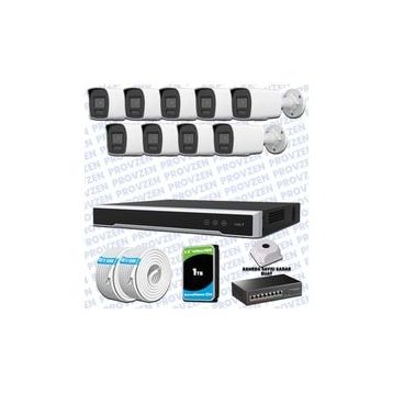 Provzen Hikvision 9 IP Kameralı Colorvu Hibrit Güvenlik Kamerası