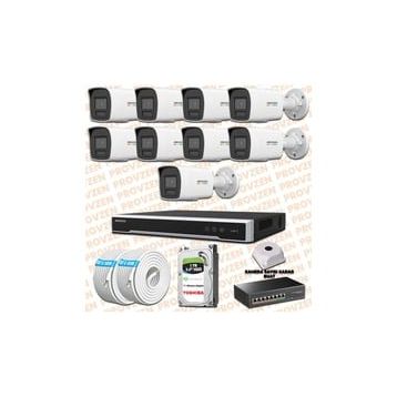 Provzen Hikvision 9 IP Kameralı Colorvu Hibrit Güvenlik Kamerası