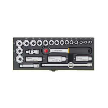 Proxxon 23110 3-8 inç 24 Parça Cırcır Kollu Lokma Takımı