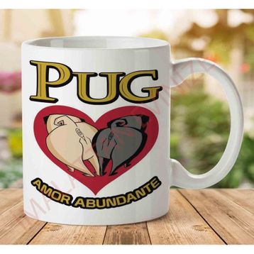 Pug Amor Abundante Baskılı Kupa