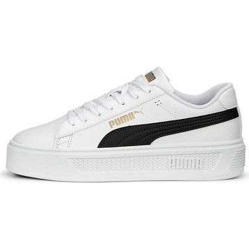 Puma 390758 04 Smash Platform Beyaz Siyah Gold Kadın Spor Ayakkab