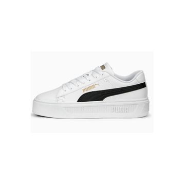 Puma 390758 04 Smash Platform Beyaz Siyah Gold Kadın Spor Ayakkab