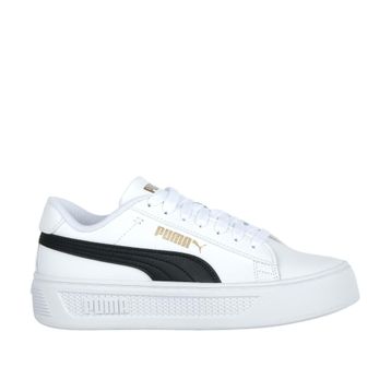Puma 390758 04 Smash Platform Beyaz Siyah Gold Kadın Spor Ayakkab