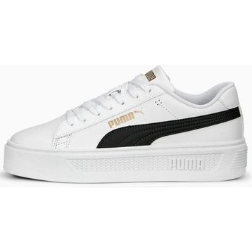 Puma 390758 04 Smash Platform Beyaz Siyah Gold Kadın Spor Ayakkab