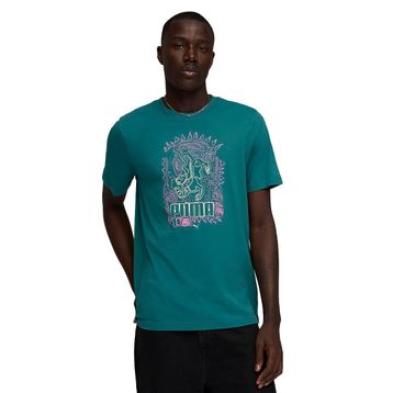 Puma 63444160 Graphic Yeşil Günlük Stil Erkek T-Shirt