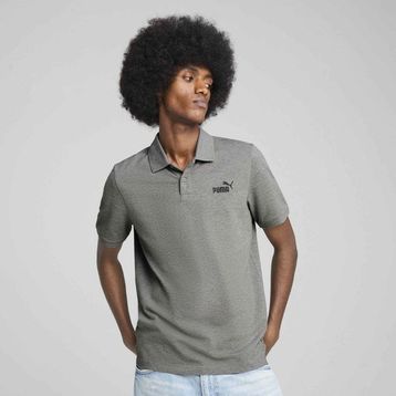 Puma Essentials No 1 Logo Pique Erkek Gri Polo Yaka Tişört