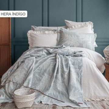 Pupilla Yatak Örtülü Hera İndigo Nevresim Takımı