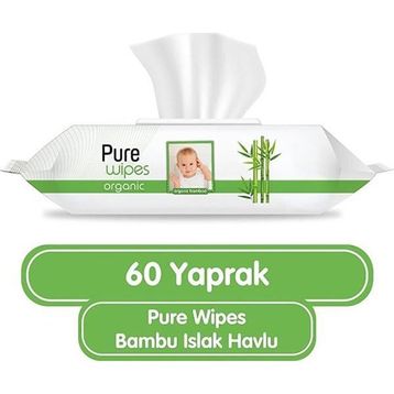 Pure Wipes 60x6 Adet 360 Yaprak Organik Bambu Islak Havlu