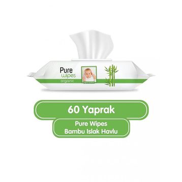 Pure Wipes 60x6 Adet 360 Yaprak Organik Bambu Islak Havlu