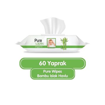 Pure Wipes 60x6 Adet 360 Yaprak Organik Bambu Islak Havlu