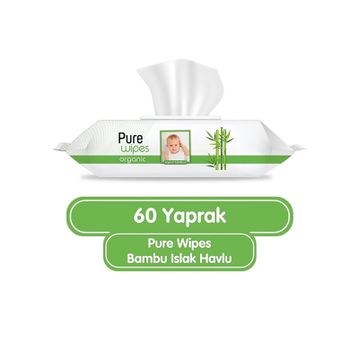 Pure Wipes 60x9 Adet 540 Yaprak Organik Bambu Islak Havlu