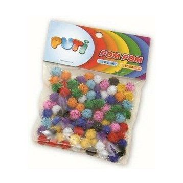 Puti 10 mm Metalik Pom Pom