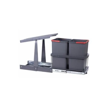 Pyramith P9153 12+12 lt Antrasit Teleskopik Raylı Çöp Kovası