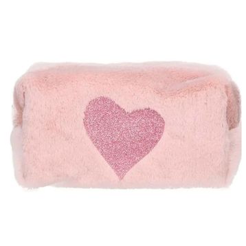 Pyrus Pembe Peluş Kalp Desenli Kalem Kutu