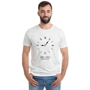 Qivi 10 Kasım Saat 09 05 Baskılı Beyaz Erkek Örme T-shirt