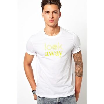 Qivi A Series Of Unfortunate Events Look Away Yazi Baskılı Beyaz Erkek Örme T-shirt