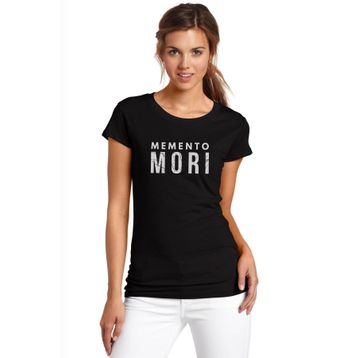 Qivi A Series Of Unfortunate Events Memento Mori Baskılı Örme Siyah Kadın T-shirt