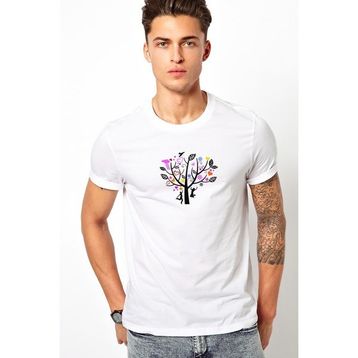 Qivi Ağaç Perisi Baskılı Beyaz Erkek Örme Tshirt