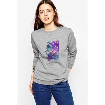 Qivi Anime Attack On Titan Baskılı Gri Kadın Uzun Kol Örme Sweatshirt