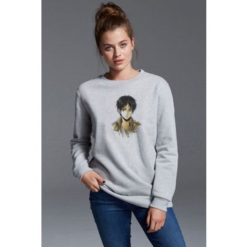 Qivi Anime Attack On Titan Baskılı Gri Kadın Uzun Kol Örme Sweatshirt