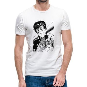 Qivi Anime Baskılı Beyaz Erkek Örme Tshirt