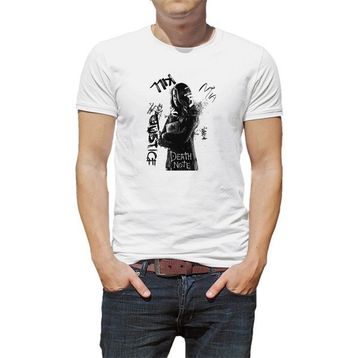Qivi Anime Death Note Baskılı Beyaz Erkek Örme Tshirt