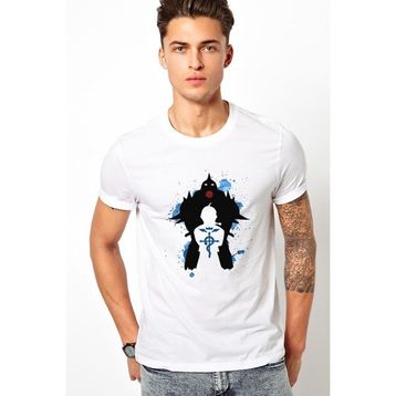 Qivi Anime Death Note Baskılı Beyaz Erkek Örme Tshirt