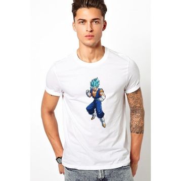 Qivi Anime Dragon Ball Z Baskılı Baskılı Beyaz Erkek Örme T-shirt