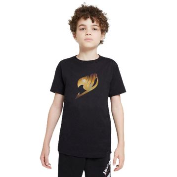 Qivi Anime Fairytail Logo Baskılı Siyah Unisex Çocuk T-shirt