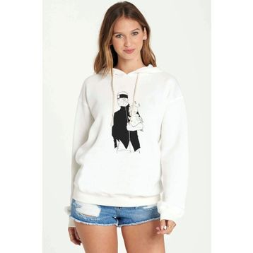 Qivi Anime Naruto Baskılı Beyaz Kadın Uzun Kol Örme Sweatshirt