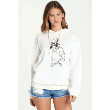 Qivi Anime Naruto Baskılı Beyaz Kadın Uzun Kol Örme Sweatshirt
