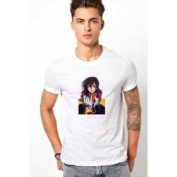 Qivi Anime One Baskılı Beyaz Erkek Örme Tshirt