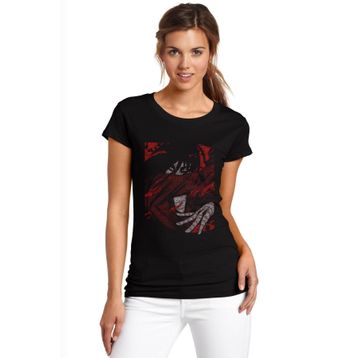 Qivi Anime One Punch Man Baskılı Örme Siyah SFK0638KDNTS Kadın T-shirt