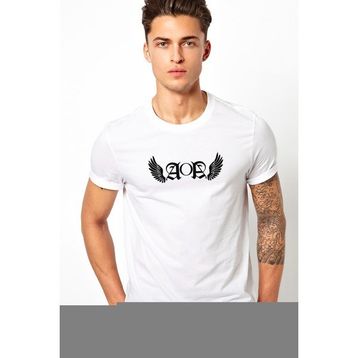 Qivi Aoa Wings Logo Baskılı Beyaz Erkek Örme T-shirt