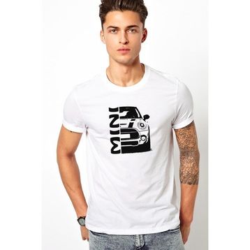 Qivi Araba Mini Baskılı Beyaz Erkek T-shirt