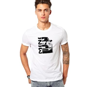 Qivi Araba Mini Baskılı Beyaz Erkek T-shirt