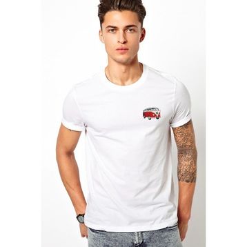 Qivi Araba Minibüs Kırmızı T2 Baskılı Beyaz Erkek Örme Tshirt