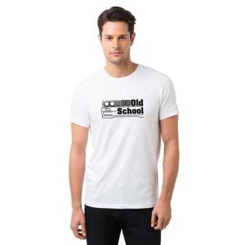 Qivi Araba Old School Baskılı Beyaz Erkek Örme Tshirt