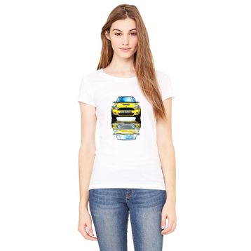 Qivi Araba S Baskılı Beyaz Örme Kadın T-shirt