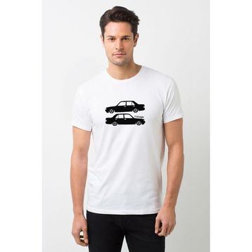 Qivi Araba Şahin Baskılı Beyaz Erkek T-shirt