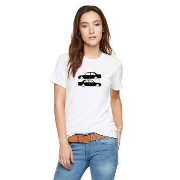 Qivi Araba Şahin Baskılı Beyaz Kadın Örme T-shirt